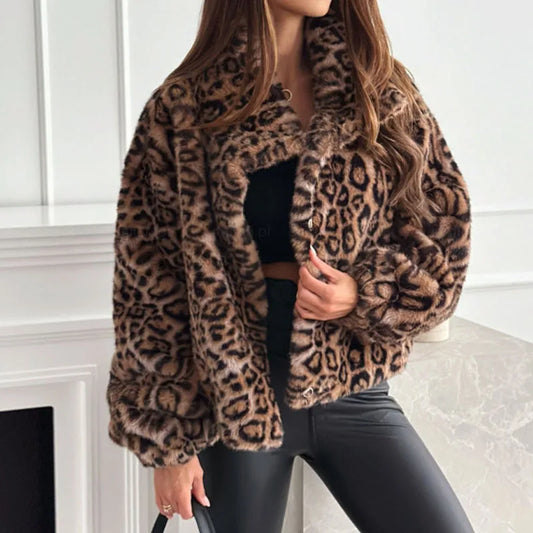Casual Loose Outerwear Leopard Coat